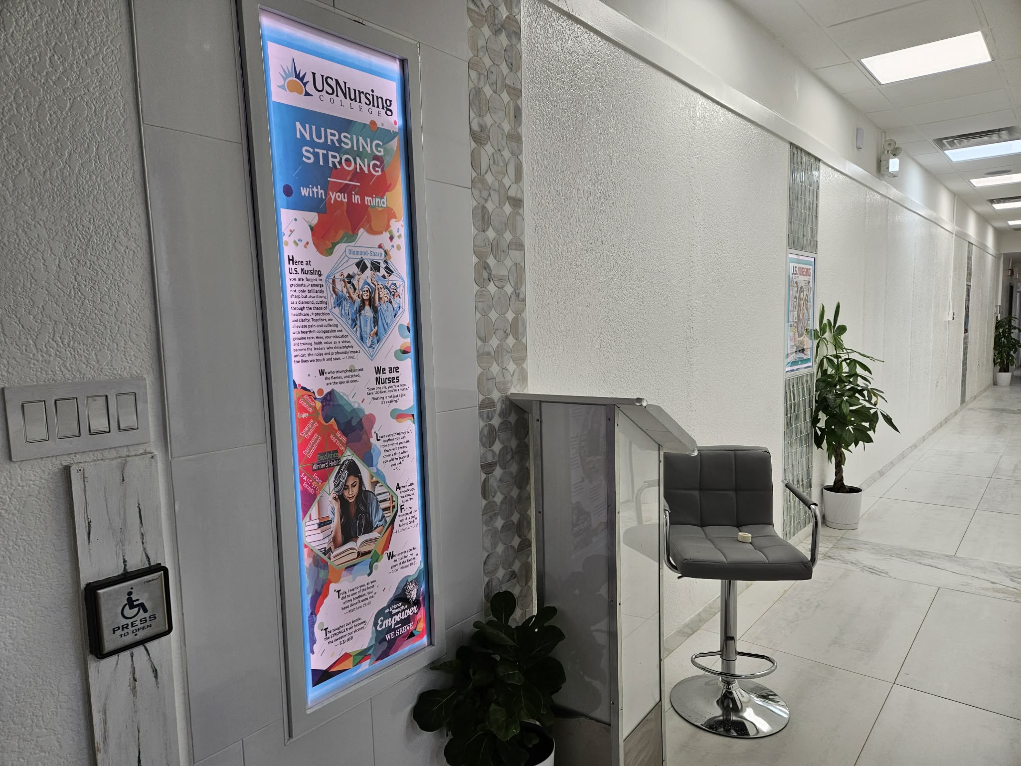 Interior hallway inside the school campus.